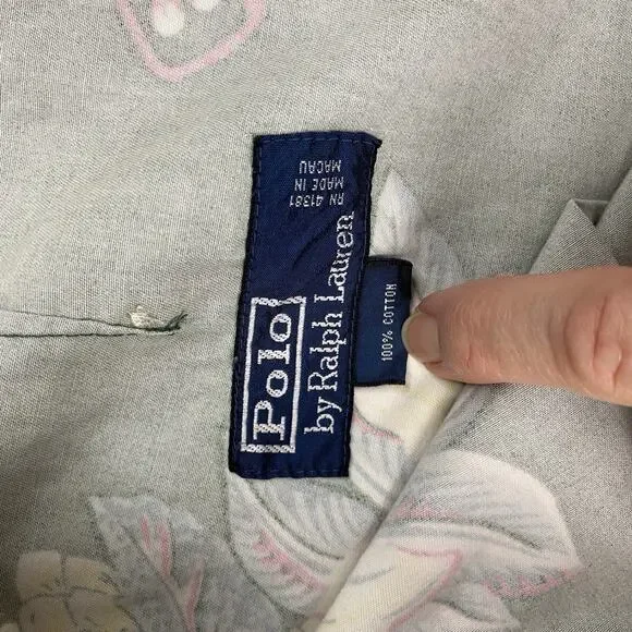 Vtg Polo Ralph Lauren Floral Shorts Mens 36 Green Tropical Floral Ukelele Y2K - Picture 11 of 14